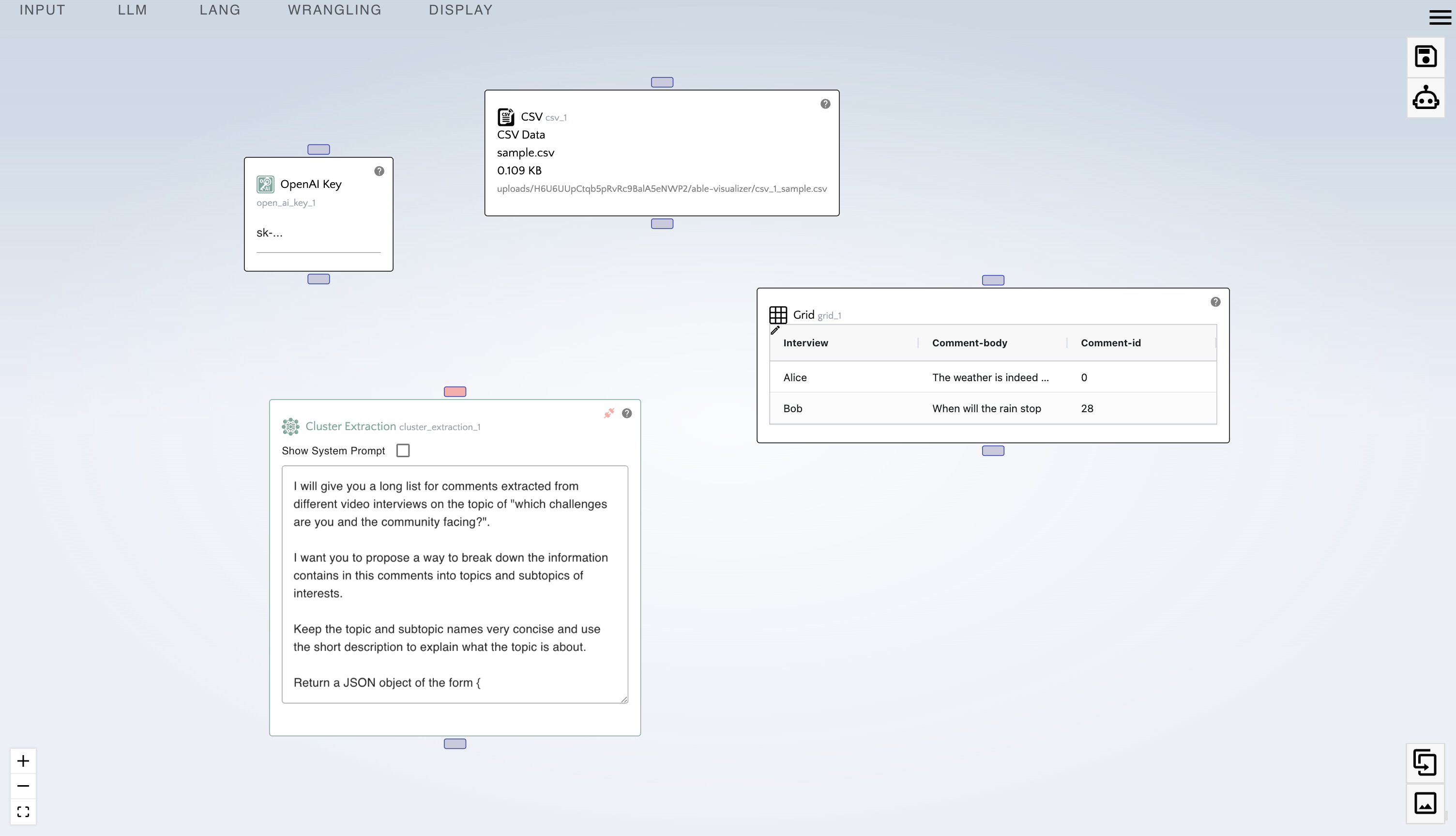 csv key cluster grid